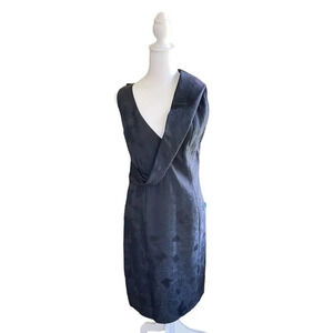 Salvatore Ferragamo‎ Vintage 90s Silk Sash Black Patterned Shift Dress Size 42
